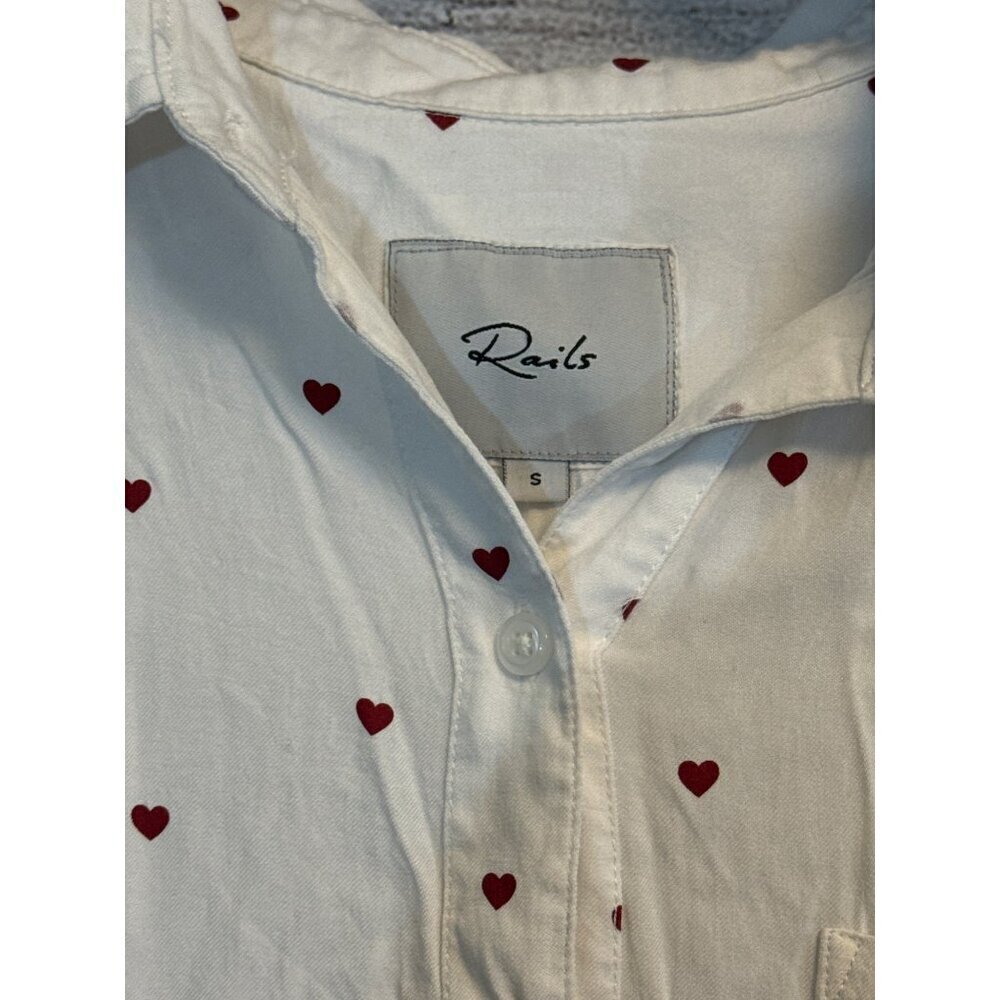 Rails Rocsi Heart Print Button-Up Shirt Size S - image 2